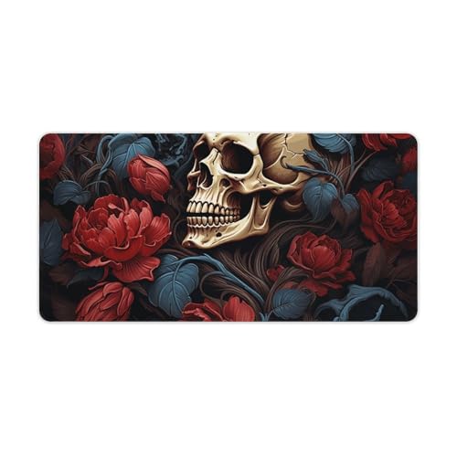 Tapis de souris grande taille étanche motif tête de mort et sous-main écriture antidérapant