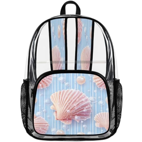 Coastal Seashell Clear Backpack, Stadium Backpack for Women Men Adult Concert Festival Work Daily Travel4