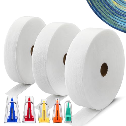 HunnmingRe 3 Roll 150 yd Quilt Batting Strip with 5 Fabric Tube M...
