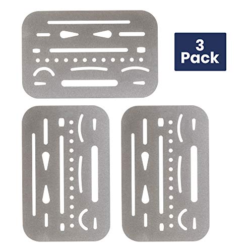 Pacific Arc Professional Erasing Shield Solid Stainless Steel with 26 Openings, 3 Pack