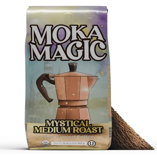 Moka Magic Organic Fine Ground Coffee | Mystical Medium Roast | Perfect Espresso for Moka Pots | 100% Arabica | 12 oz
