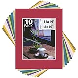MBC Mat Board Center, Acid Free Pack of 10 11x14 Mixed Colors White Core Picture Mats for 8x10 Photos