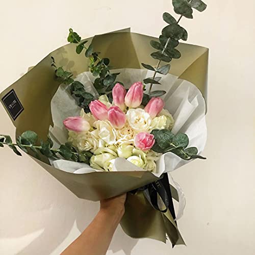Image of Oasis Floral Products Flower Bouquet Wrapping & Gift Packing Cellophane Film Roll 80cmx25mtr (1 No) (Daisy White) (7054 Antique Gold)