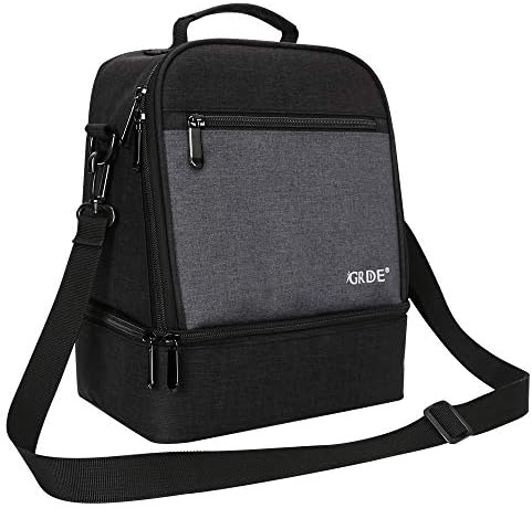 Insulated Lunch Box, EGRD Lunch Bag with Double Sections Waterproof Cool Bag Reusable Lunchbox for women/Picnic/Boating/Beach/Fishing/Work & 3 Pockets