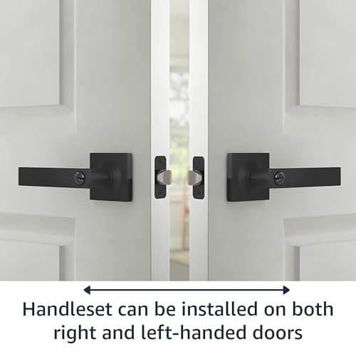 Image of Amazon Basics Contemporary Stamford Entry Door Lever, Easy Installation, Matte Black, 1-Pack