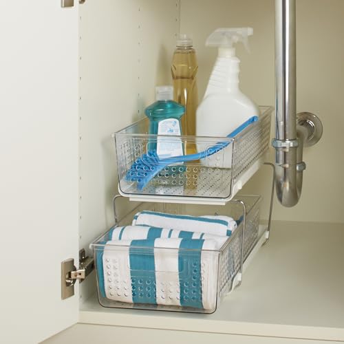 madesmart 2 Tier Organizer, Under Cabinet Storage with Pull Out Sliding Drawers, for Cleaning Supplies, Undersink Storag - Additional View