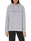 Tommy-Hilfiger-Logo Tommy Hilfiger Damen Th ESS Hilfiger Hoodie Ls Pullover, Light Grey Heather, L