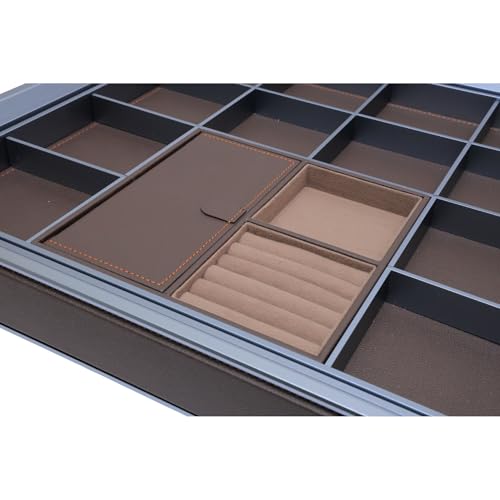Image of Metal Modular Wardrobe Pull Out Jewellery /Hankeys /Ties /Watches Organiser Tray For Modular Wardrobes, COFFEE STEEL FINISH (900 MM)