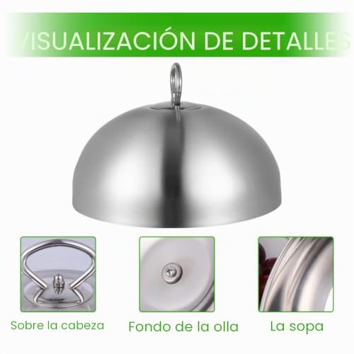 Tapa de acero inoxidable para teppanyaki y recetas al vapor Hemoton de 28 cm 4
