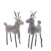 The Bridge Collection Rustic Plush Deer Table Top Pieces Set of 2 Gray and Brown Reindeer Centerpieces for Primitive Christmas Decor