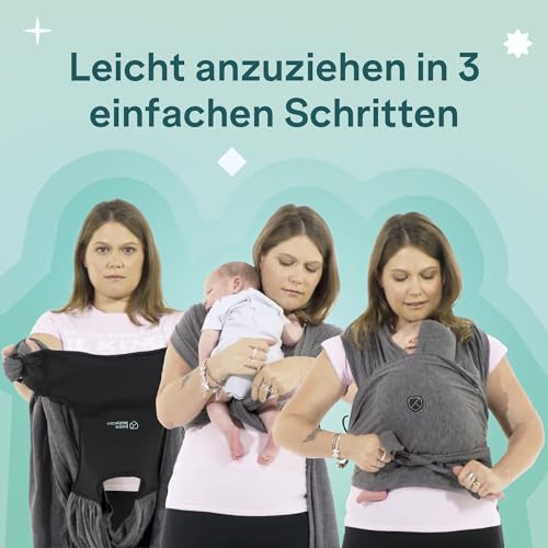 Koala Babycare Tragetuch Baby Neugeborene - Einfach Anzuziehen für Mütter und Väter - Babytrage Multi-Use Bis 9kg - Babytragetuch Anthrazitgrau