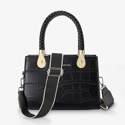 Image of Hamdecro Purse Straps Replacement Crossbody, Universal Wide Shoulder Strap for Bags Adjustable Straps for Handbags, Gunmetal Buckle - Black