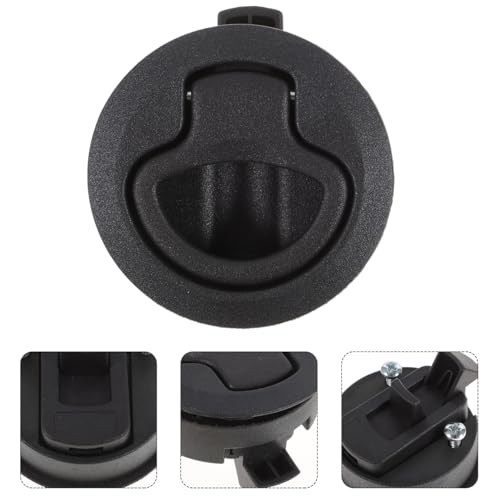 Image of BESPORTBLE Flush Pull Slam Latch Locker Cabinet Marine Hatch Latches Rv Drawer Slam Lock Hatch Lift Handle Round Deck Black Plastic for Boat Camper Rv Trailer 2.4 Inch