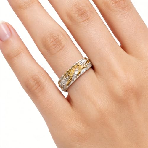 Image of Silicone Wedding Rings for Women 1 /4 /7 Packs -Stackable Silicone Rubber Wedding Bands - Innovative Flower & Vine Collection