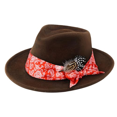 DOCILA Hat Band Decorative Feather Set, Diy Red Paisley Skinny Scarf Cowboy/Fedora Hat Bands, Western Cowgirl Outfits Accessories For Men Women - image 1