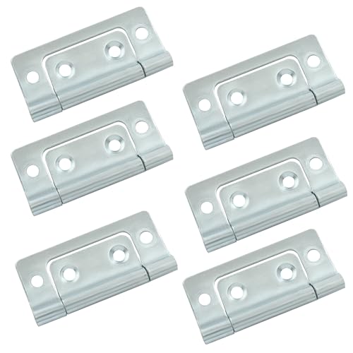 Bonsicoky 6 Pack Non-Mortise Hinges - 2 Inch Silver Door Hinges - Chest Hinges Box Hinges Cabinet Hinges with Screws for Furniture Windows Cupboard Tool Box