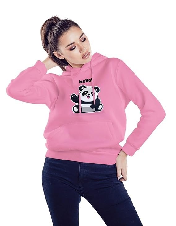 Image of Women's Printed Fleece Hoodie Sweatshirt | Soft Warm Winter Hooded Top for Women & Girls