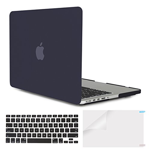 PUREBOX Soft-Touch Plastic Hard Case Cover for Macbook Pro 13 inch with Retina display NO CD-Rom (Model: A1502 A1425, Version 2015 2014 2013 2012) with Keyboard Cover and Screen Protector, Black