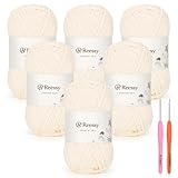 Reessy Skinny Chenille Yarn for Crocheting - 6 Pack of 50g/1.76oz - Soft Fluffy Chenille Yarn - Baby Weights, Ideal Crochet Yarn for Baby Blankets, Plush Toys & Wearables - 951yd Total(Light Nude)