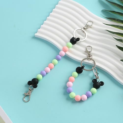Obavioy 2Pcs Mouse Ear Headband Holders for Backpack Bag Park Trip Essentials Accessories Beaded Lanyard Keychain - Image 5