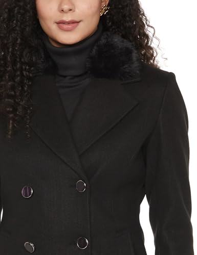 Image of Qube By Fort Collins Women's Semi-Long Tweed Coat with Knitted Finish - Elegant Winter Outerwear for Casual and Formal Looks