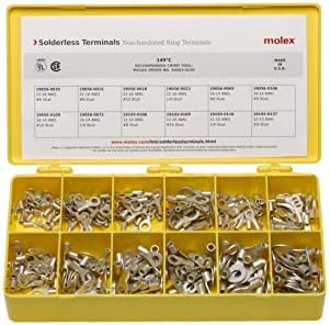 Molex 194130110 Solderless Terminals Kit, Non-Insulated Terminals, 180 Piece Kit, Made in America