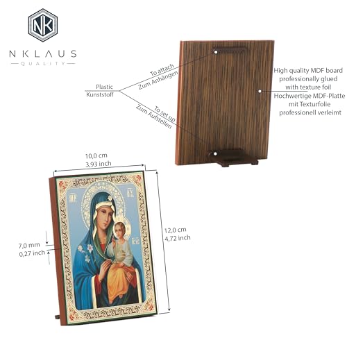 NKlaus Gottesmutter Nicht Verwelkende Blume Holz Ikone 10x12 christlich orthodox 13910