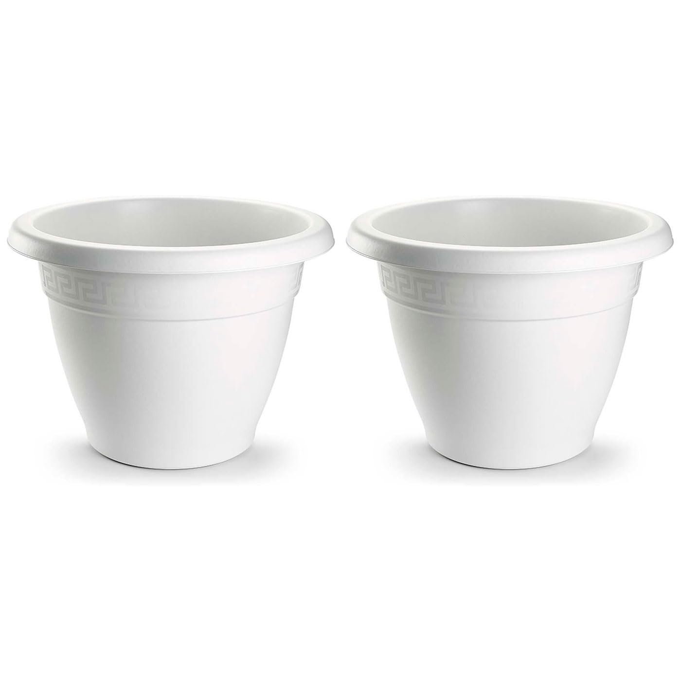 Acan Tradineur - Pack de 2 Macetas Redondas Terracota - Fabricado en Plástico -Macetero Apto para Exterior e Interior del hogar - Ø 60 cm - Color Blanco