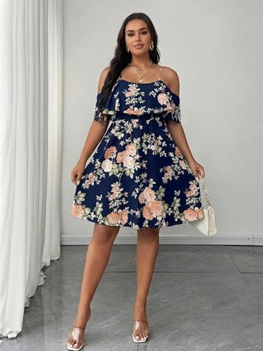 Image of Plus Size Summer Dresses for Women Casual Short Sleeves A Line Midi Dress