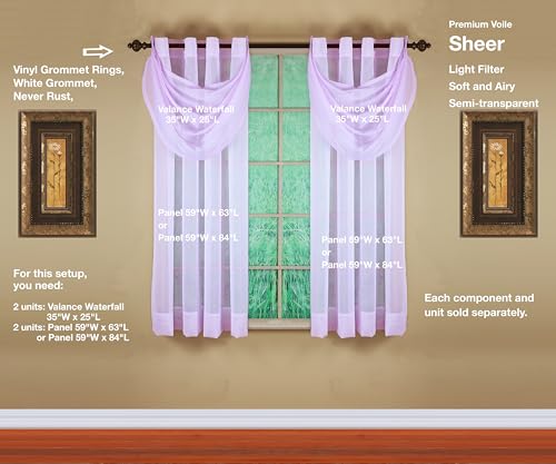 Image of Today's Curtain, Emelia Grommet Sheer Panel 63 inch Lilac, 59 inch W x 63 inch L