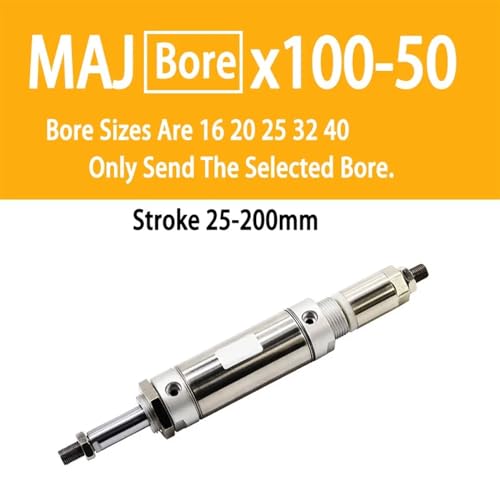 Vérin pneumatique MAJ16 en inox robuste à course ajustable 100mm - 3