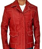 JAXFITTER Tyler Durden Leather Jacket | Fight Club Jacket for Men | Tyler Durden Fight Club Red Faux Leather Jacket, L