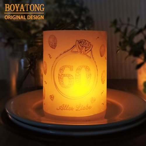 12 Windlicht Tischdeko, Diamantene Hochzeit Deko, Diamantene Hochzeit Geschenk, 60 Hochzeitstag, Geeignet für Teelichter oder Kerzen
