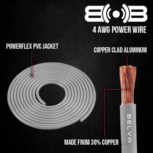 Image of Belva True 4 Gauge AWG Premium CCA Complete Amplifier Wiring Kit with OFC 2-Channel RCA Cable - BAK42BK Gray
