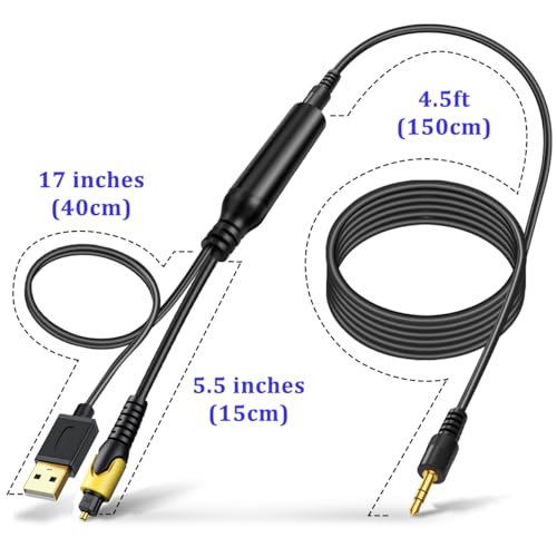 Image of 192KHz DAC Optical to 3.5mm Converter, Optical Audio Cable to AUX Adapter, Unidirectional from Digital to Analog SPDIF to Aux Cable for Connecting TV (Optical) to Speaker & Headphone (AUX)