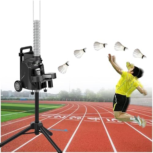 Badminton Training Machine, Automatic Shuttlecock Feeder, Smart Ball Thrower, Adjustable Height for Indoor & Outdoor Use