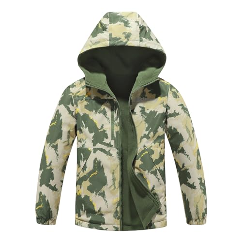 Image of MGEOY Kids Rain Jacket, Waterproof Lightweight Hooded Windbreaker for Boys Girls 4-14Y