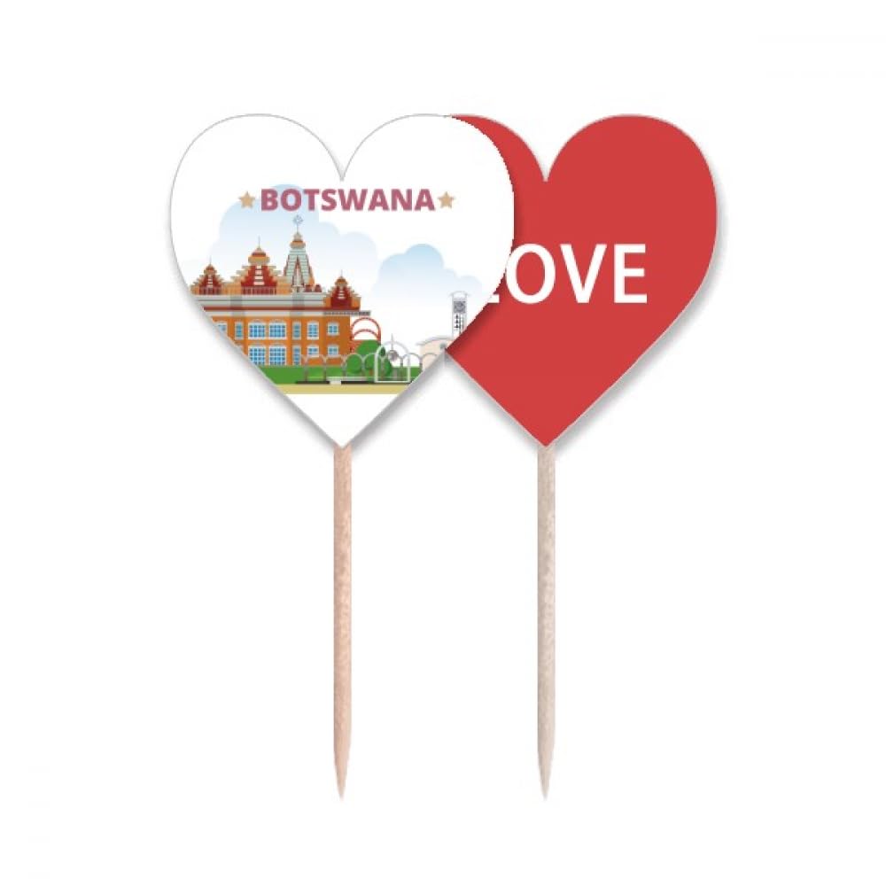 Cupcake Pick Botswana avec cœur et cure-dents mode pour fête thématique