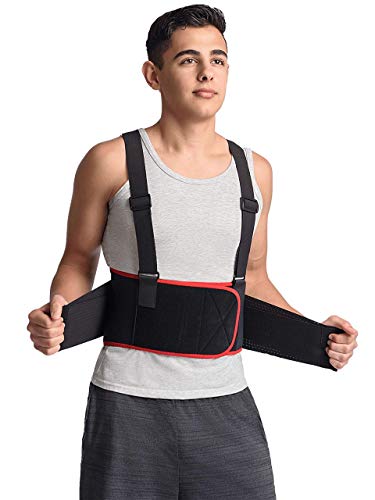 MAXAR Breathable Lower Back Support with Detachable Suspenders IBS-3000: Black Medium