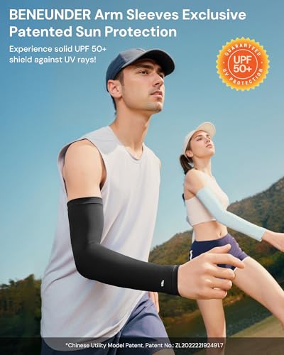 BENEUNDER UPF 50+ Arm Sleeves for Men Women Cooling UV Sun Protection Sports Compression Tattoo Cover Up2