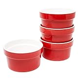 ToCi Ofenschalen 4er-Set 185ml runde Dessertschalen Rot Creme-Brulee Ragout-Fin Souffle-Förmchen Auflaufform-klein Gratin-Förmchen Backförmchen