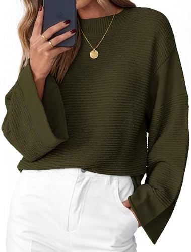KIRUNDO Oversized Sweaters for Women Ribbed Knit Chunky Long Sleeve Tunic Sweater Pullover Tops Fall Winter Clothing