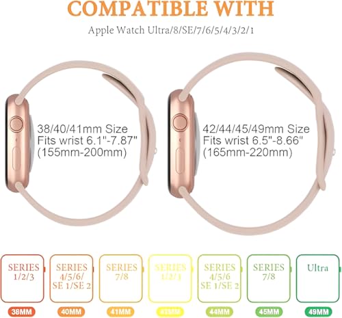 Image of MINX Smart Watch Strap Compatible for Apple Watch Band 38mm / 40mm / 41mm / 42mm / 44mm / 45mm / 49mm Series 8 /7 / 6 /5 / 4 /3 / 2 /1 SE Soft Silicone (Combo Packs) (S-10, 42mm /44mm /45mm /49mm)
