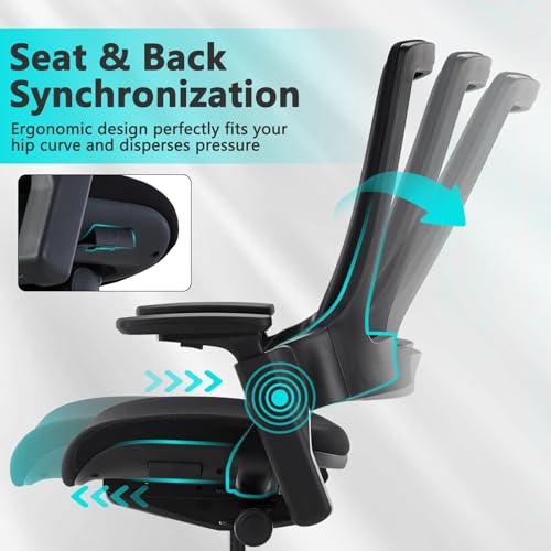 Image of CLATINA Office Chair Swivel Executive Chair, Adjustable Ergonomic Computer Chair with 3D Armrest and Lumbar Support, Mesh Backrest Task Chair for Home Office Conference Room, Studio, 2 Pack
