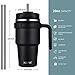ALOUFEA 20 oz Insulated Coffee Mug Tumbler with Handle, Stainless Steel Travel Mug Tumbler with Lid and Straw,Double Wall Vacuum Leak Proof Ice Coffee Thermal Cup, Black