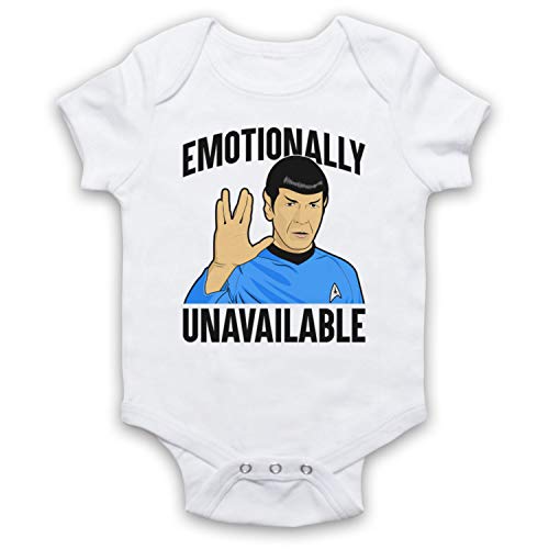 My Icon Art & Clothing Star Trek Spock Emotionally Unavailable Bébé Barboteuse Bodys, Blanc, 6-12 Mois Cover