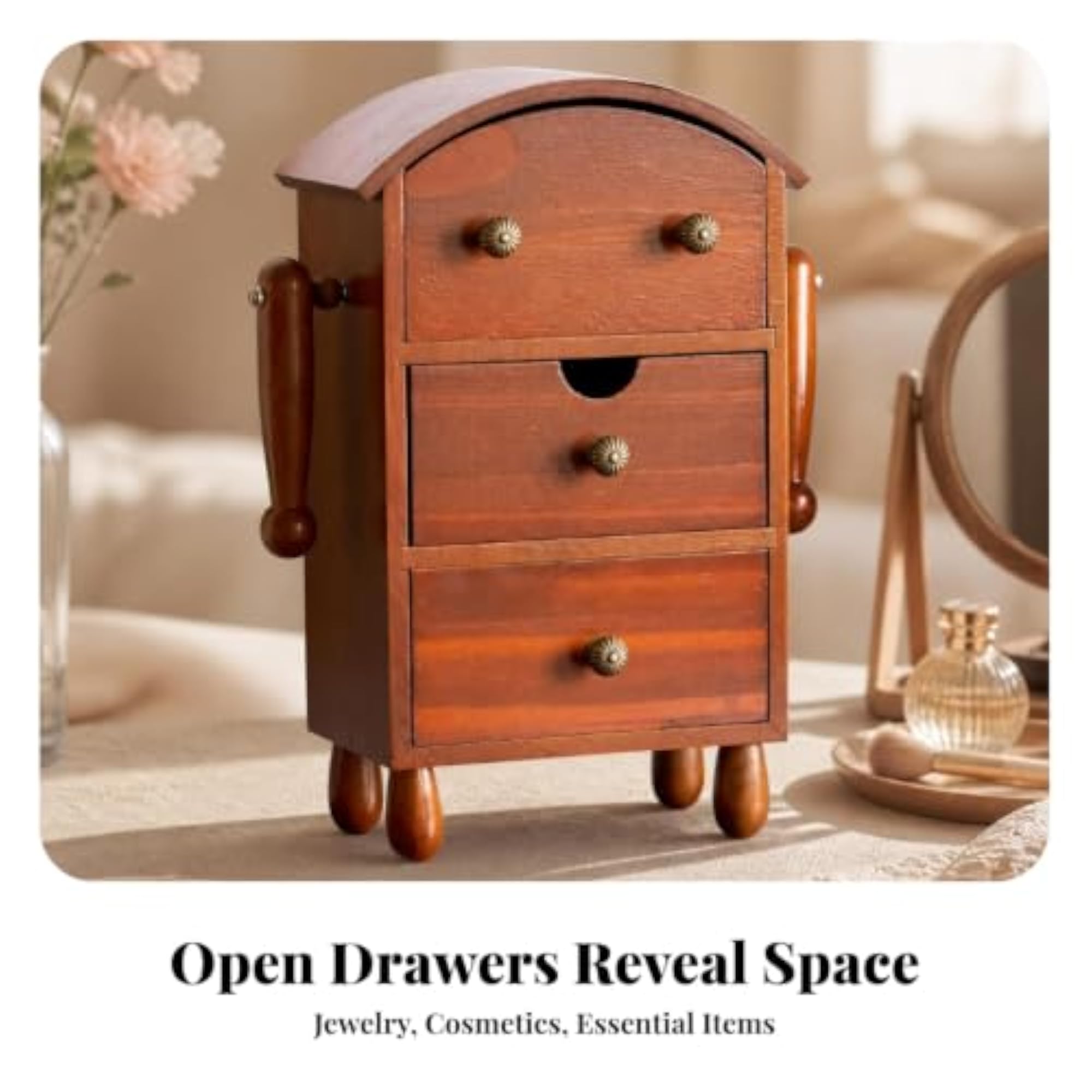 Compact Wood Storage Cabinet, Space-Saving Freestanding Drawer