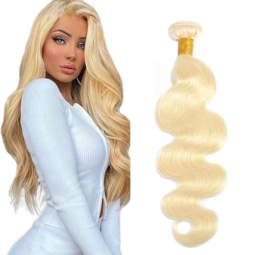 Extensiones de cabello humano ondulado rubio 613 sin enredos de 20 pulgadas
