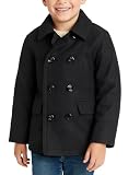 URBAN REPUBLIC Boys Peacoats - Double Breasted Wool Blend Dress Coat with Faux Fur Lining & Flap Pockets...