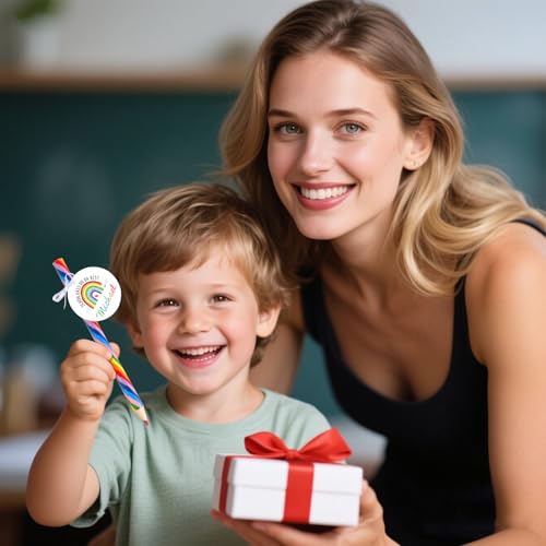 BOFUNX 12 Stücke Regenbogen Buntstifte + 12 Stücke Regenbogen Geschenkanhänger für Kinder Geburtstag Party Gastgeschenke Mitgebsel